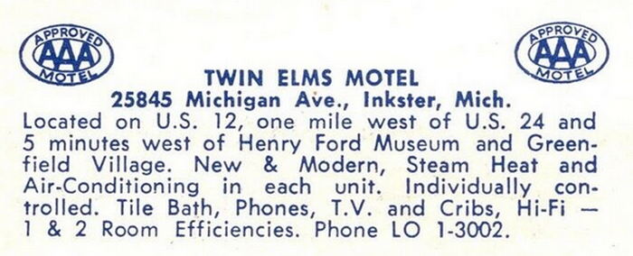 Twin Elms Motel - Vintage Postcard (newer photo)